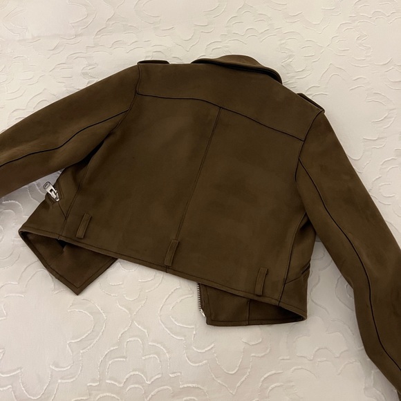Zara Suede Brown Moto Jacket - Picture 6 of 10